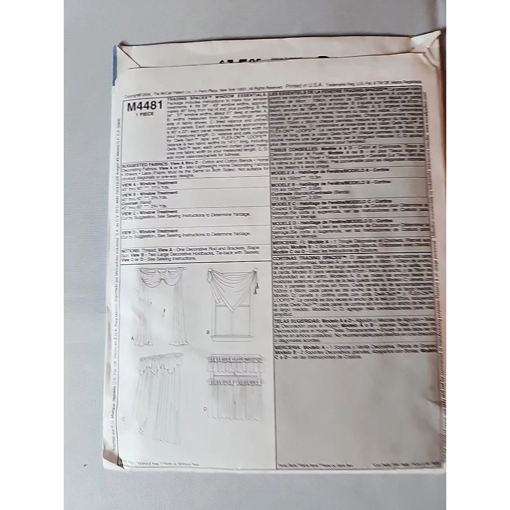 VTG McCall's M4481 Trading Spaces TLC Window Essentials Curtains Valances Easy